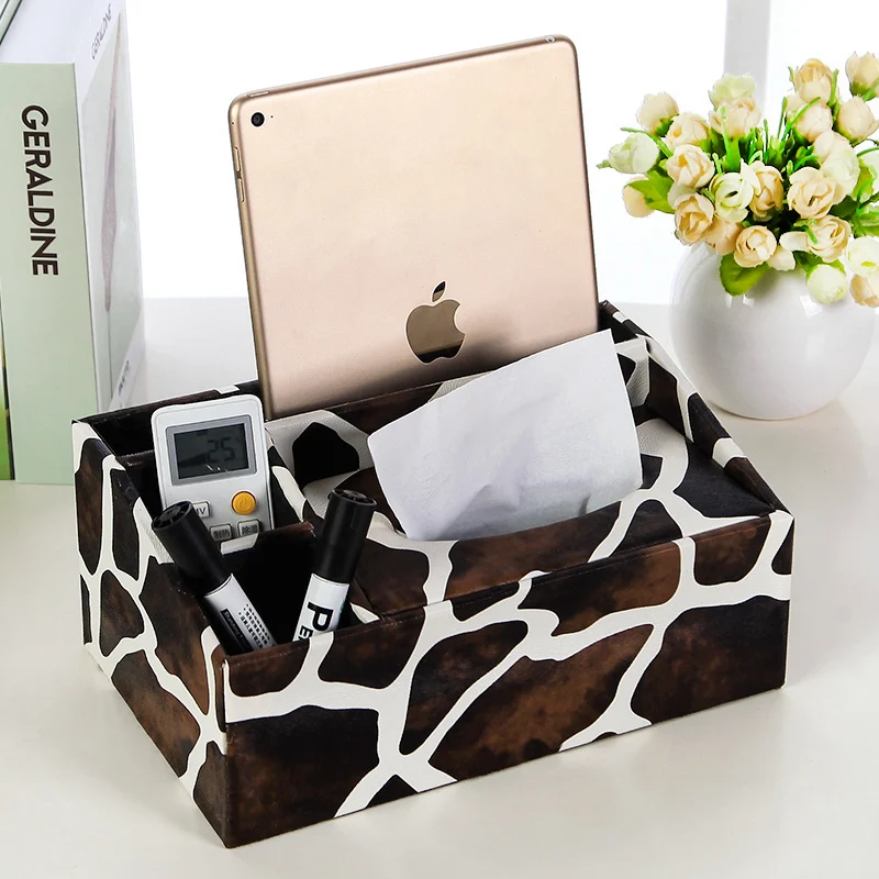 Creative Leather Tissue Box, Waterproof, Multi-functional Paper Box, Cosmetics, Continental, Cortical Napkin, Home Storage