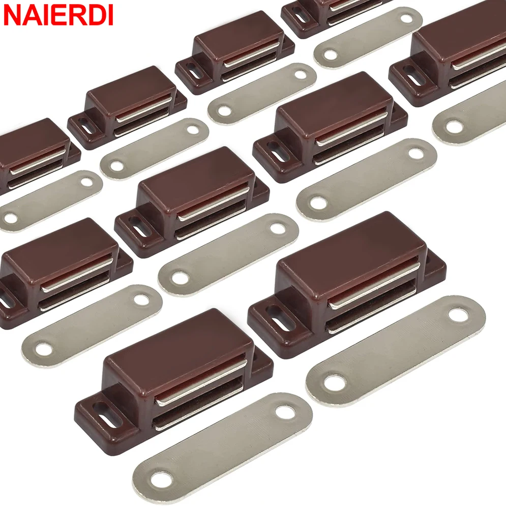 NAIERDI 10 Pack Magnetic Cabinet Door Catch Plastic Cabinet Magnet Latch Drawer Latch for Sliding Door Cupboard Closet