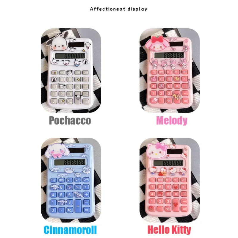 Kawaii Mini Digital Calculator Cute Cartoon Decorative Stickers Multi Color Portable Pocket Calculator Math Calculator