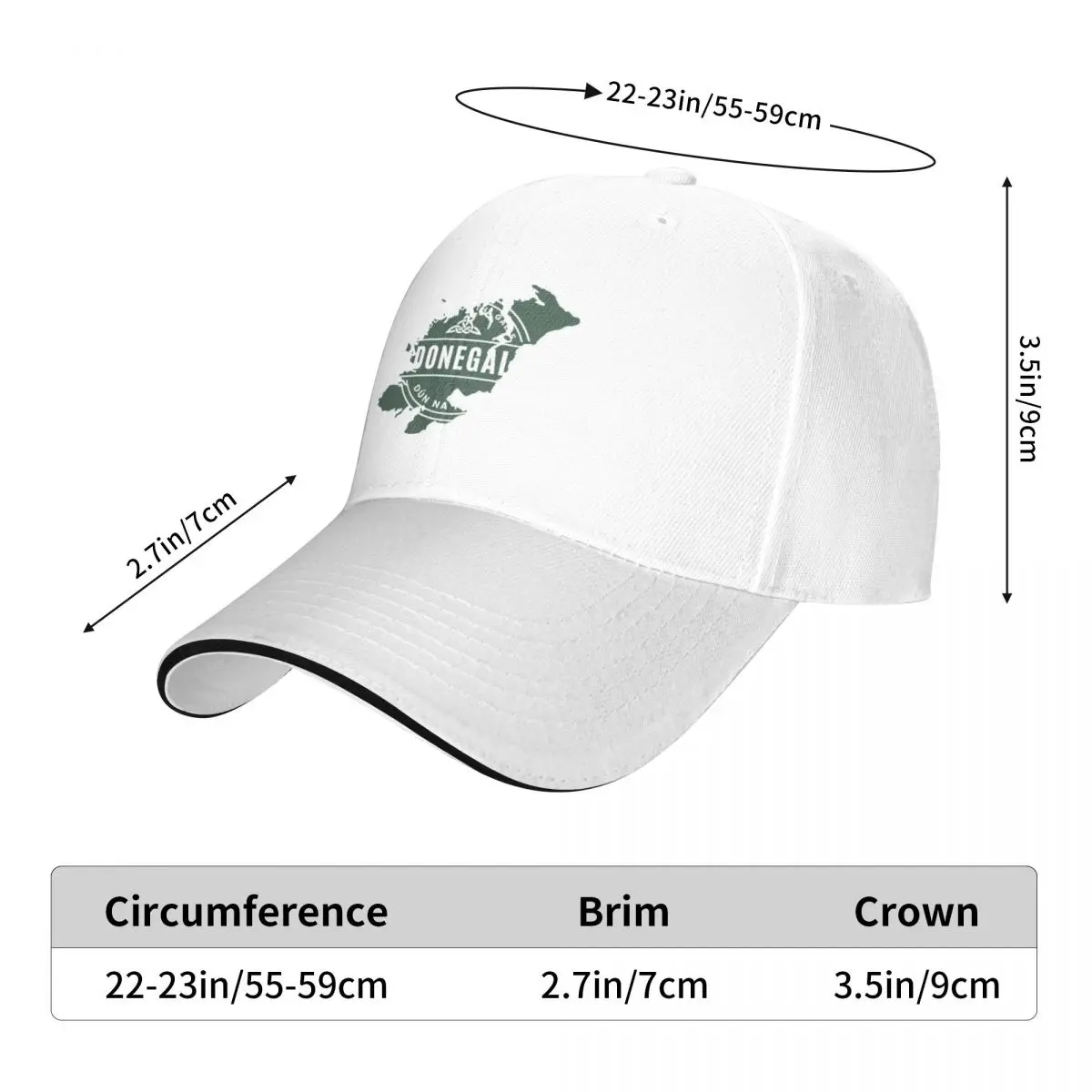 County Donegal Map Baseball Cap Gentleman Hat Verjaardag Rugby Heren Luxe Dames