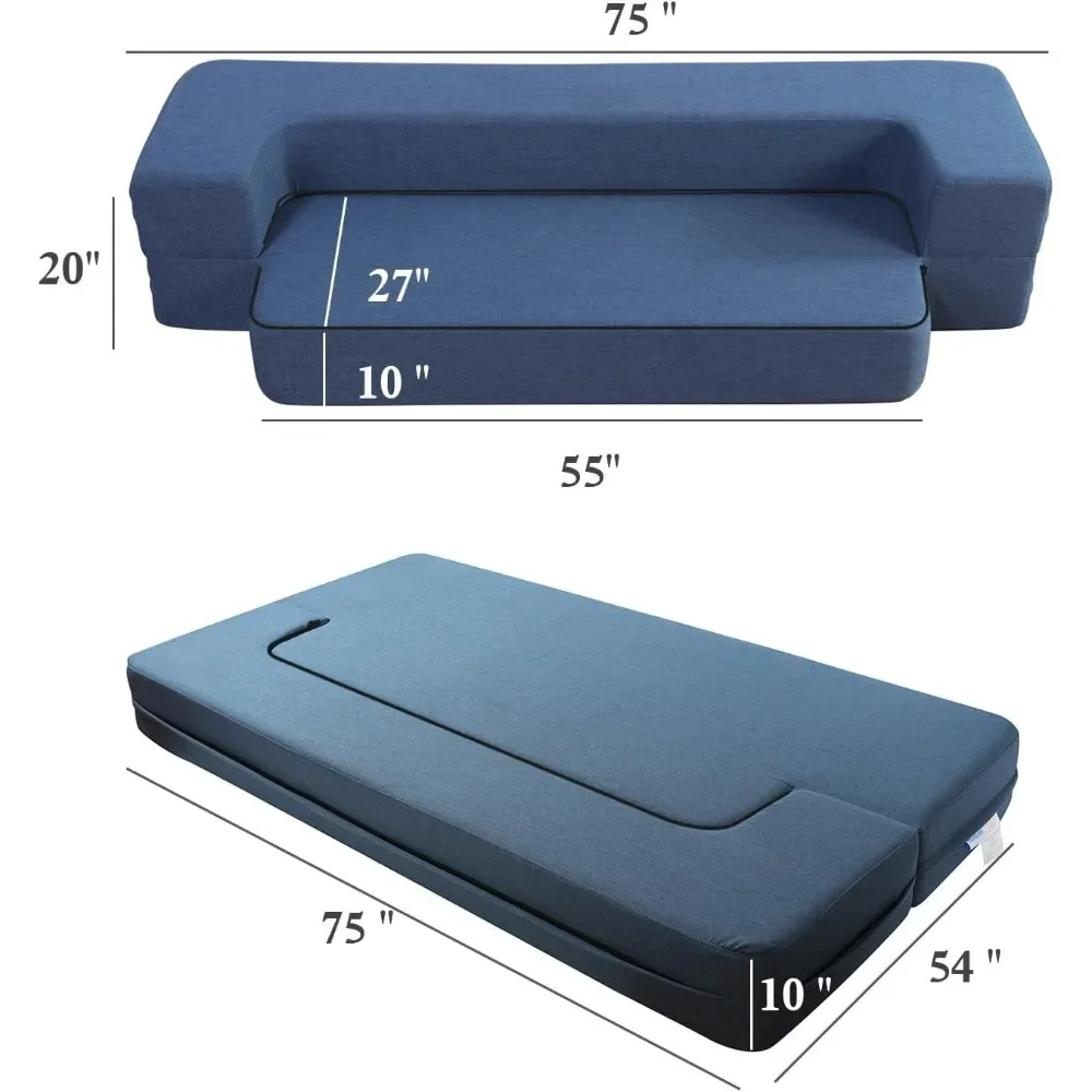 10 Inch Folding Sofa Bed Couch Full Size Memory Foam Mattress Convertible Sofa Floor Couch Sleeper Sofa Foam