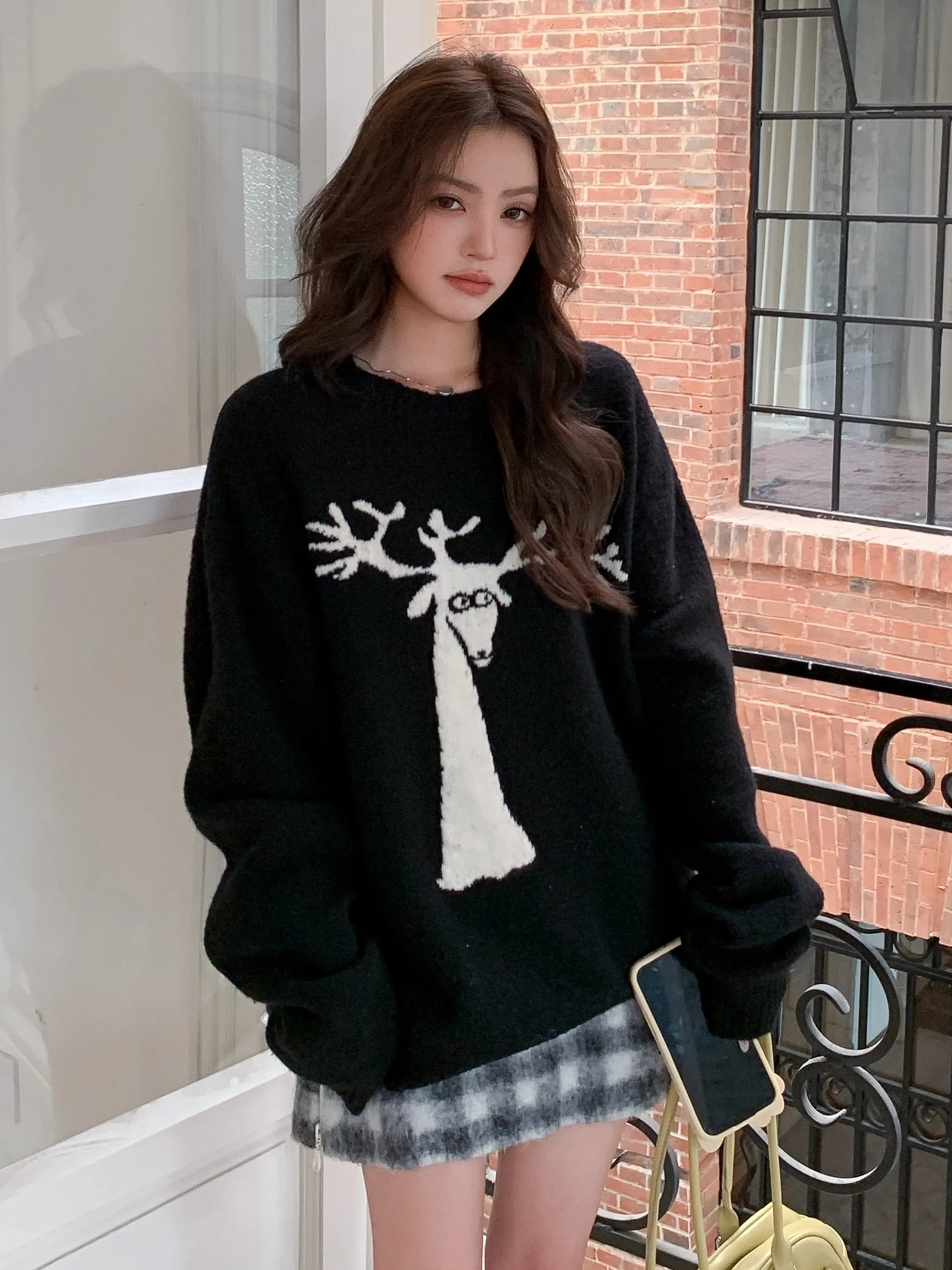 

Новый свитер SERY из овечьей шерсти свободного кроя, креативный дизайн, осенне-зимний женский вязаный теплый термотоп с круглым вырезом и длинными рукавами