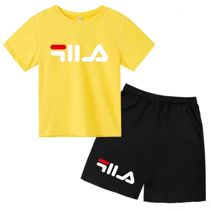 3-14 Years Old Children\'s Summer T-shirt Suit Girl Charming Shirt Boy Shorts Sportswear Baby Toddler Sunshine Brand Lounge Wear