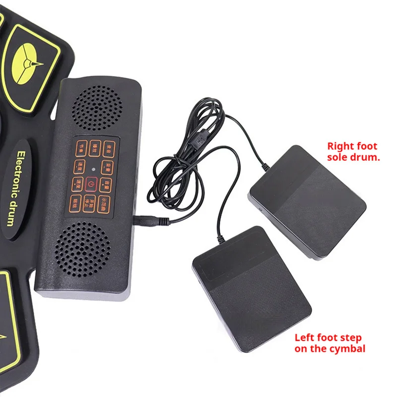 مجموعة طبول إلكترونية محمولة ملونة قابلة للطي ملفوفة يدويًا براميل MIDI بلوتوث مع دواسات أفخاذ للمبتدئين في الممارسة #5