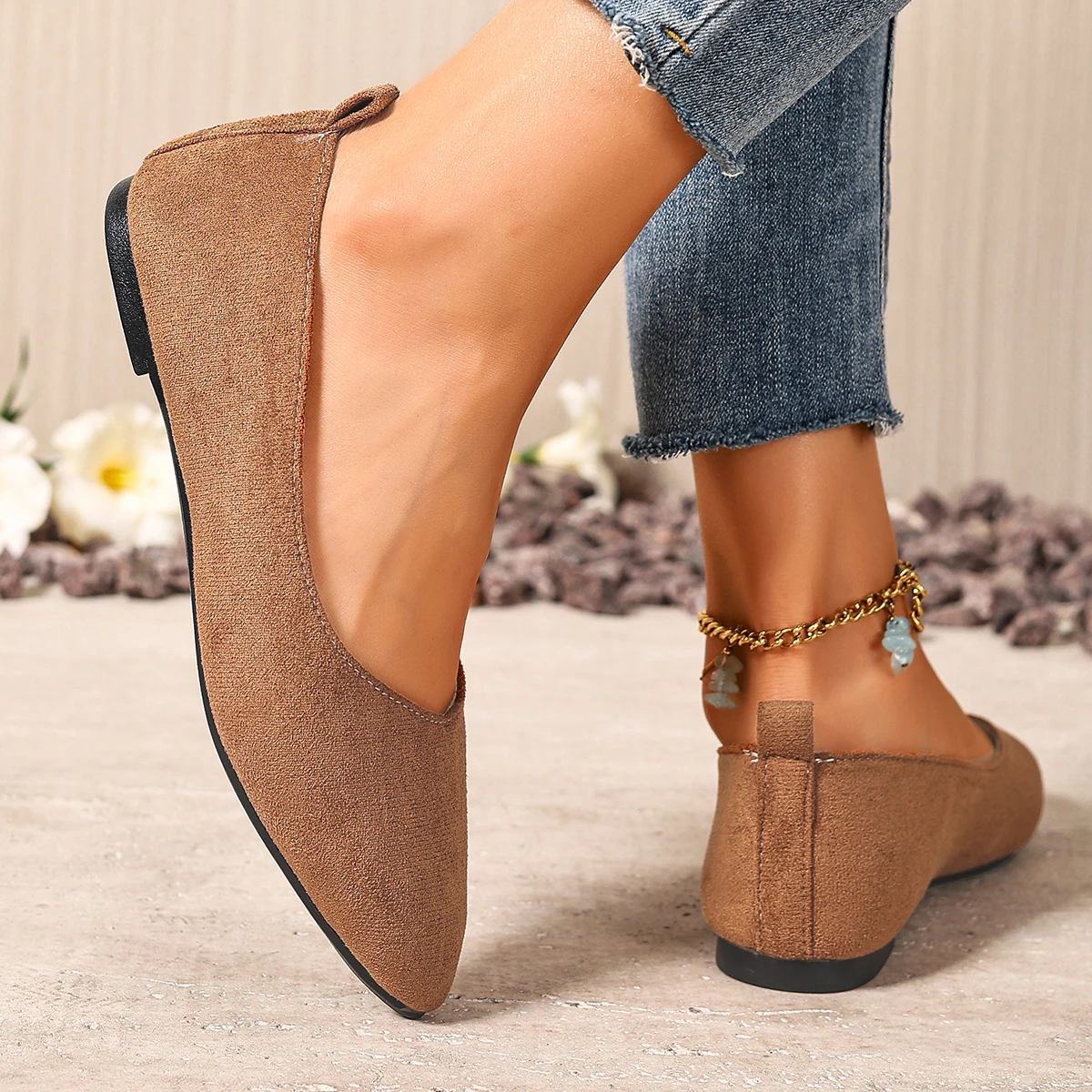 Neuer Stil, spitzer Zehenbereich, flacher Mund, atmungsaktiv, Schleifendekoration, modische und elegante, lässige, flache Schuhe für Damen, Zapatos Mujer – Detail 5