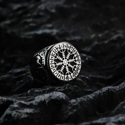 European and American Style Fashion Personality Viking Rune Men's Ring Vintage Celtic Knot Stainless Steel Jewelry