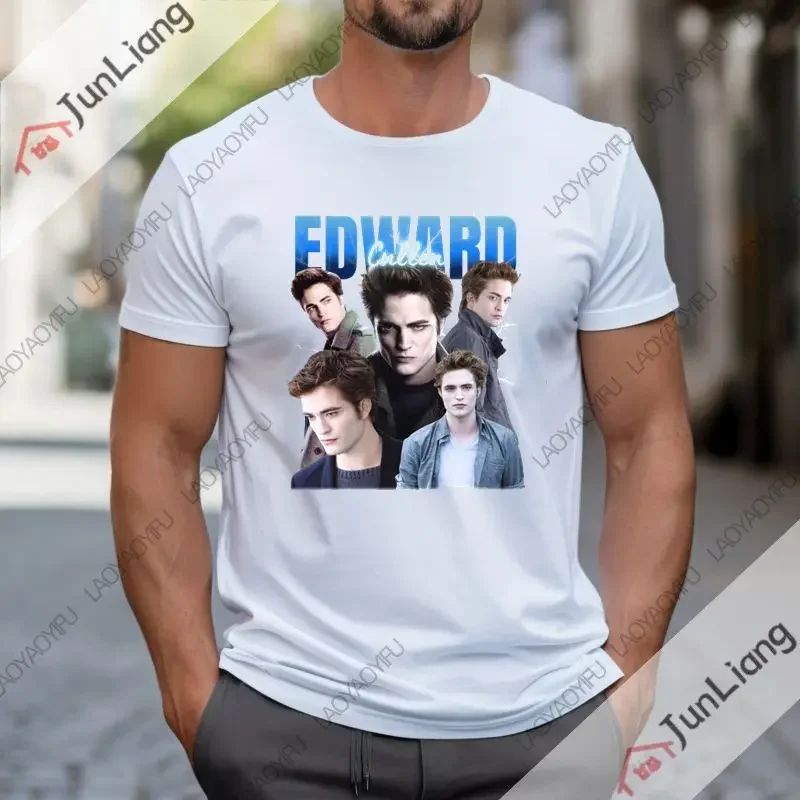 I Love Edward Cullen - Twilight Print T-shirt for Men and Women Fashion Couple Oversized Short Sleeved Street Shirt