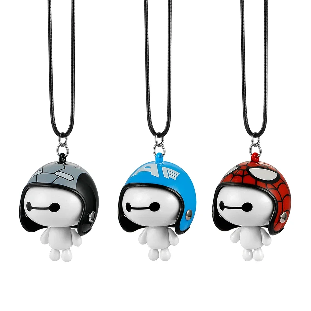 Car Pendant Cute Helmet Baymax Robot Doll Hanging Ornaments Automobiles Rearview Mirror Suspension Decoration Accessories Gifts