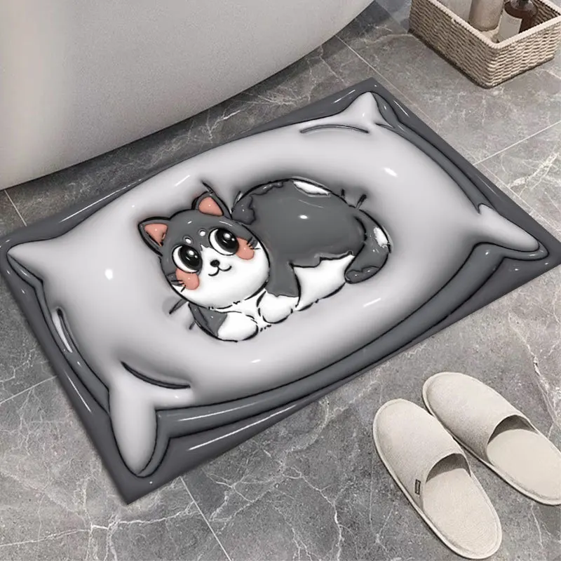 Cartoon Style 3D-dimensional Expansion Absorbent Mat Home Bathroom Non-slip Mat Quick Drying Diatom Mud Mat Bathroom Floor