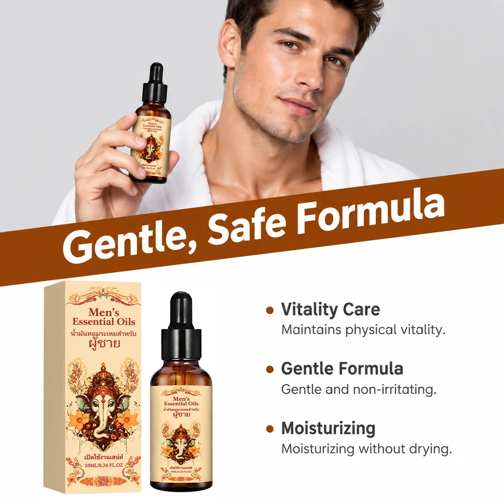 Men's Enhancement Essential Oil,Plant-based Formula,Light Texture,Refreshing & Comfortable, Daily Care, Natural Extract, Massage