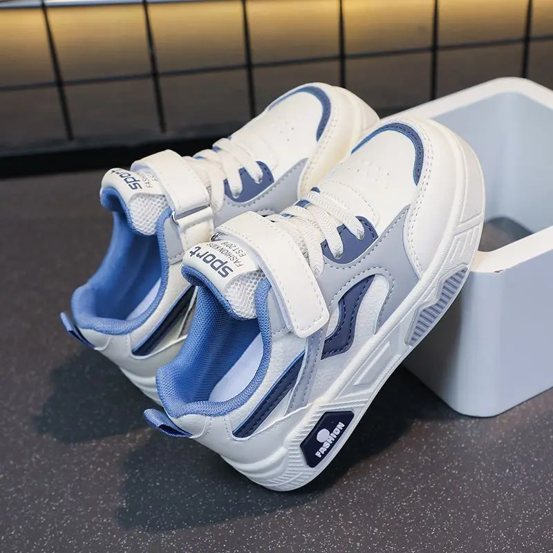 

Boys Girls Kids Low Cut Sneakers Faux Leather Casual Shoes Lightweight Comfortable Non Slip Sole Size US 10 4 2026 Spring Autumn