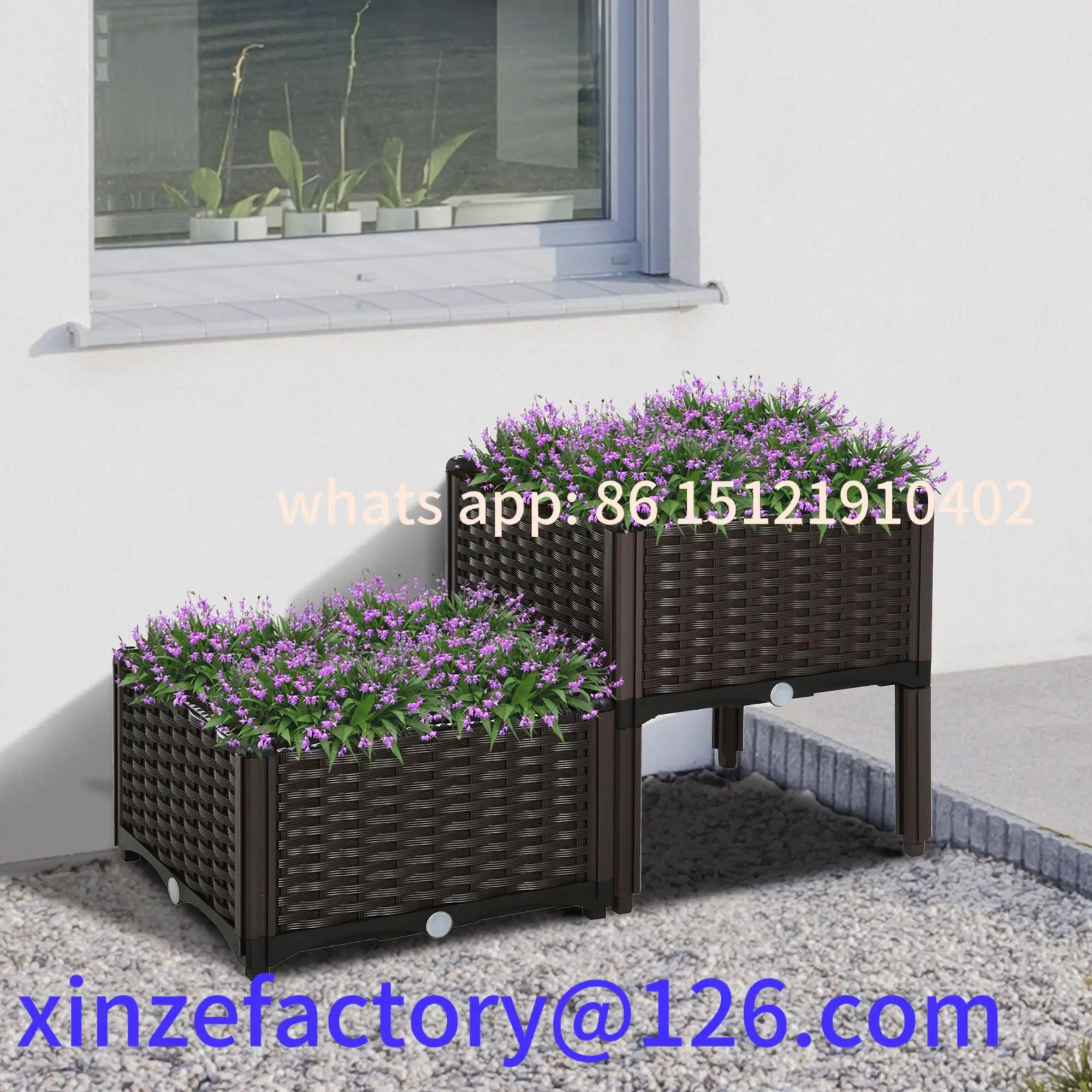 

Customizable Outsunny Set of 2 26L Garden Raised Bed Elevated Patio Flower Plant Planter Box