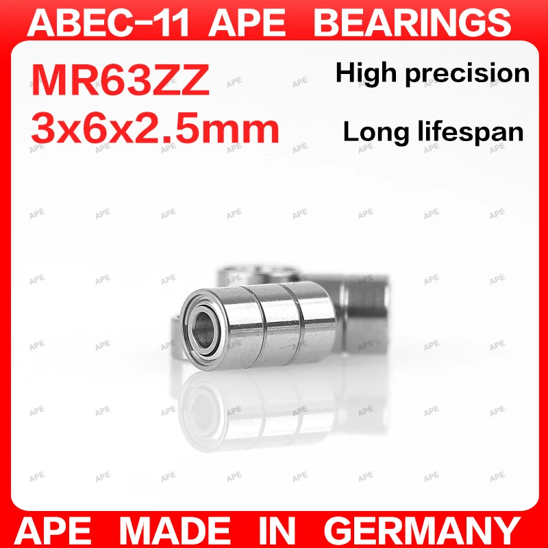 Image of 10-100 Stück ABEC-11 Deutschland APE MR63ZZ 673ZZ L-630ZZ Lager 3x6x2,5 mm MR63 672 ZZ Mikro-Präzisionskugellager