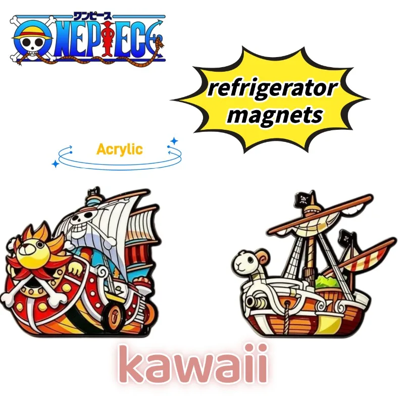 Cute One Piece Flat Refrigerator Magnet Anime Periphery Exquisite One Piece Ship Creative Acrylic Home Decoration Birthday Gift