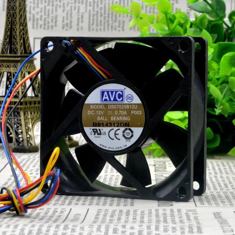 

AVC Ds07025b12u Dc12v 0.7a 7025 4-Wire Temperature Control Case Cooling Fan 7cm