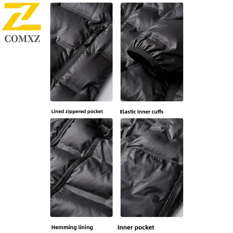 COMXZ Men Fleece Windbreaker Outdoor Sport Thickened Down Inner Layer Thermal 3 in 1 Coat Detachable Inner Layer Two Piece Set