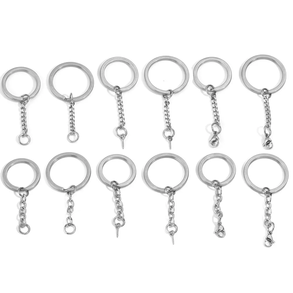 5pcs Key Chain Stainless Steel Keyrings Blank Keychain Pendants Accessories DIY Key Ring With Screw Pin Accessories Wholesale