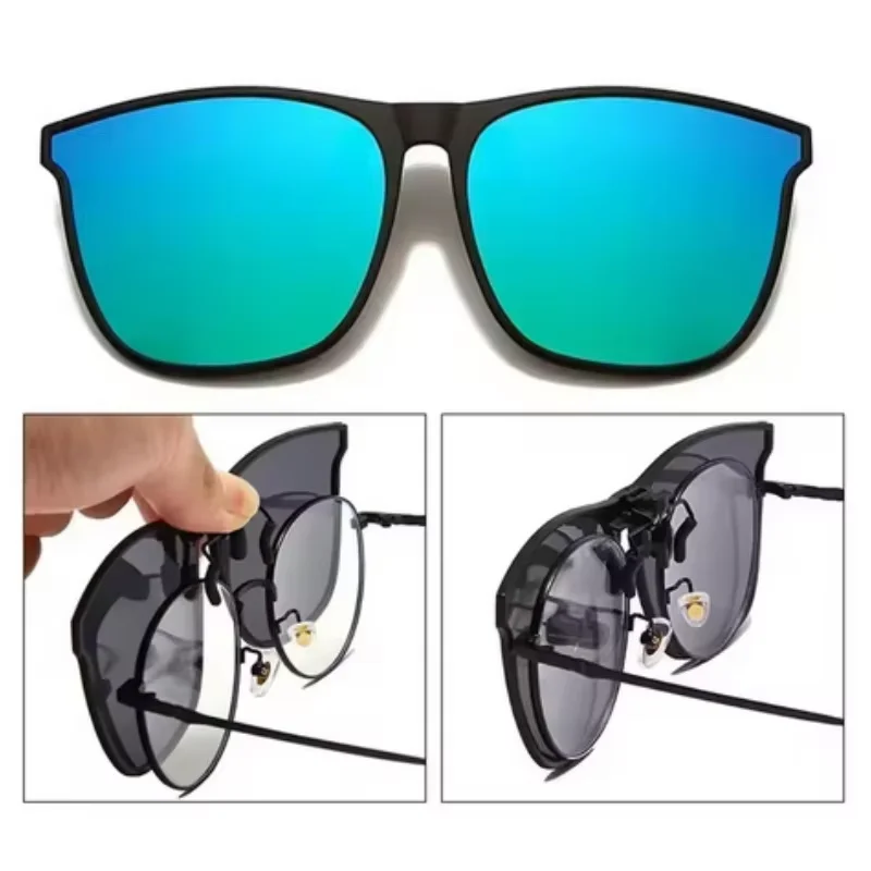 Lunettes de soleil polarisées à Clip pour hommes, photochromiques, pour conducteur de voiture, Vision nocturne, Anti-éblouissement, carrées Vintage, Oculos