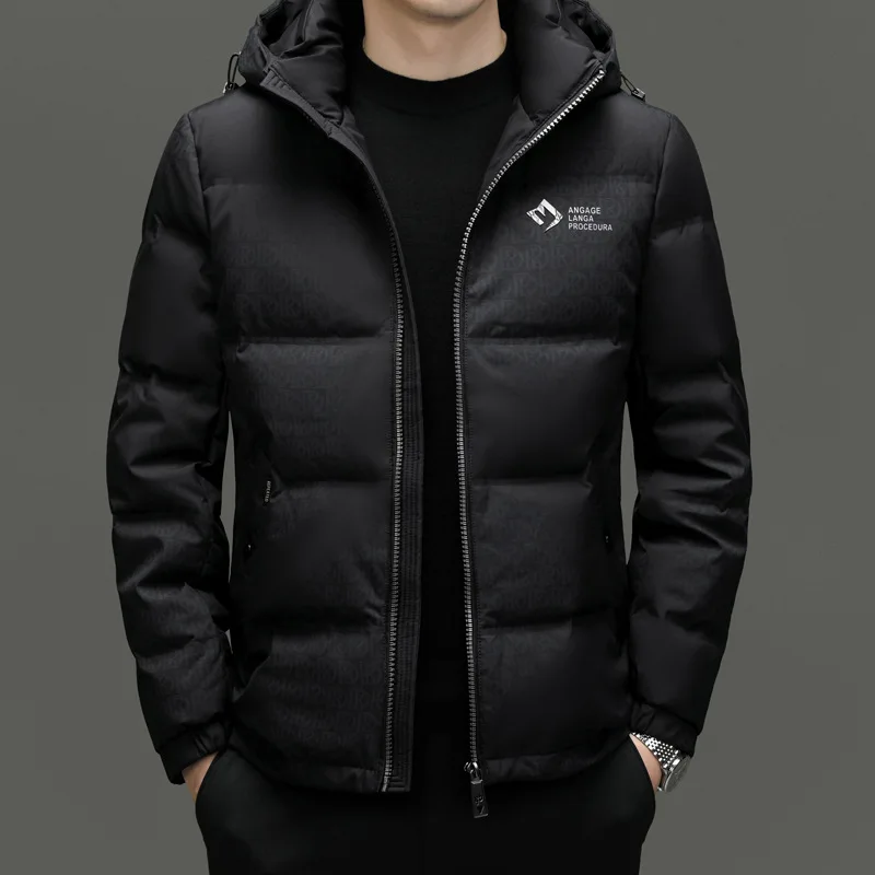 2023 Down Jacket Men's Short New Hooded Casual Business Fashion Warm and Handsome Jacket