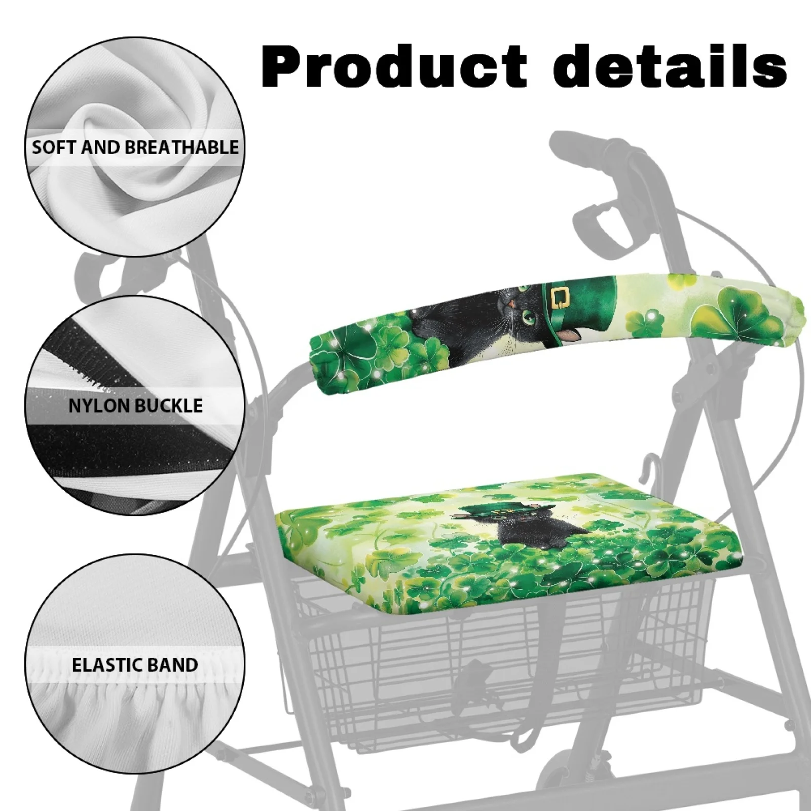 Coloranimal Black Cat Clover 2 Pcs Rollator Seat Cover for Ladies Rollator Seat Covers 2026 Collection view 5