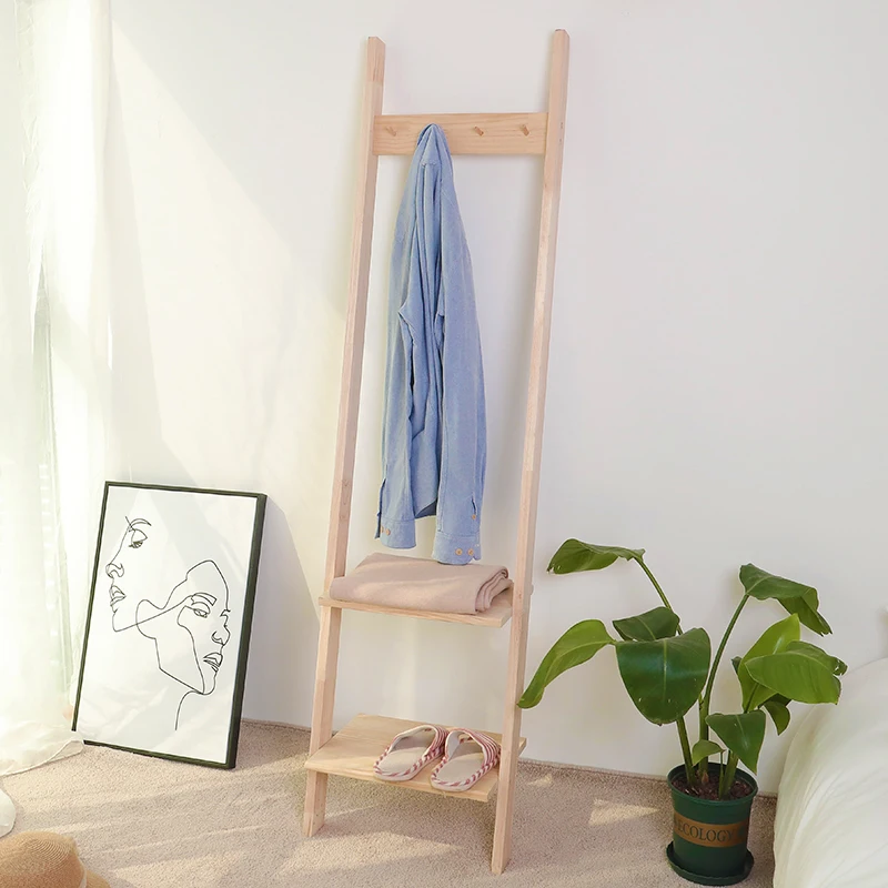 Nordic minimalist floor to ceiling coat rack trapezoidal wall facing bedroom entrance shoe and clothing rack homestay hotel soli