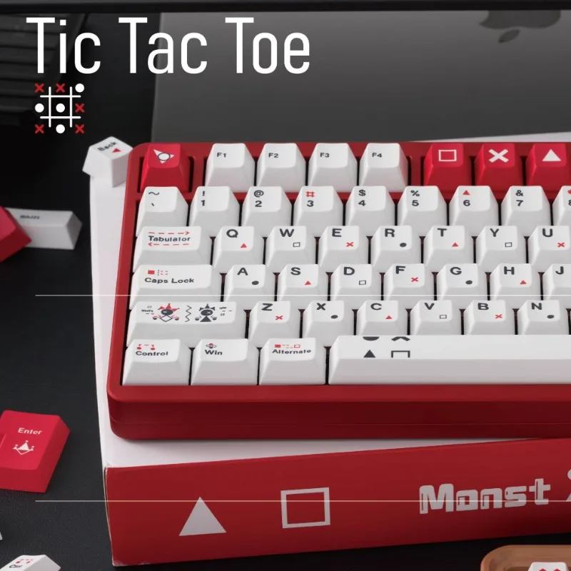 

Tic-Tac-Toe Game Theme Keycap Red and White PBT Material Dye-sublimation Original Profile MX Swtich Mechanical Keyboard Keycaps