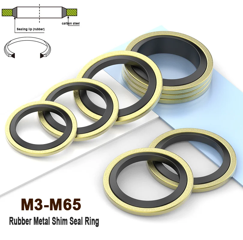 1-50Pcs M3/M4/M5/M6/M8/M10/M12/M14/M16~M65 Bonded Washer Metal Rubber Oil Drain Plug Gasket Fit Combined Washer Sealing Ring