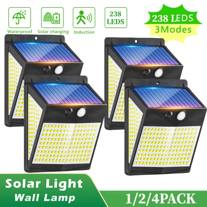 

238 LED Outdoor Solar Light Waterproof Wall Light FLSTAR FIRE PIR Motion Sensor Powered Garden Decoration Emergency Street Lamp