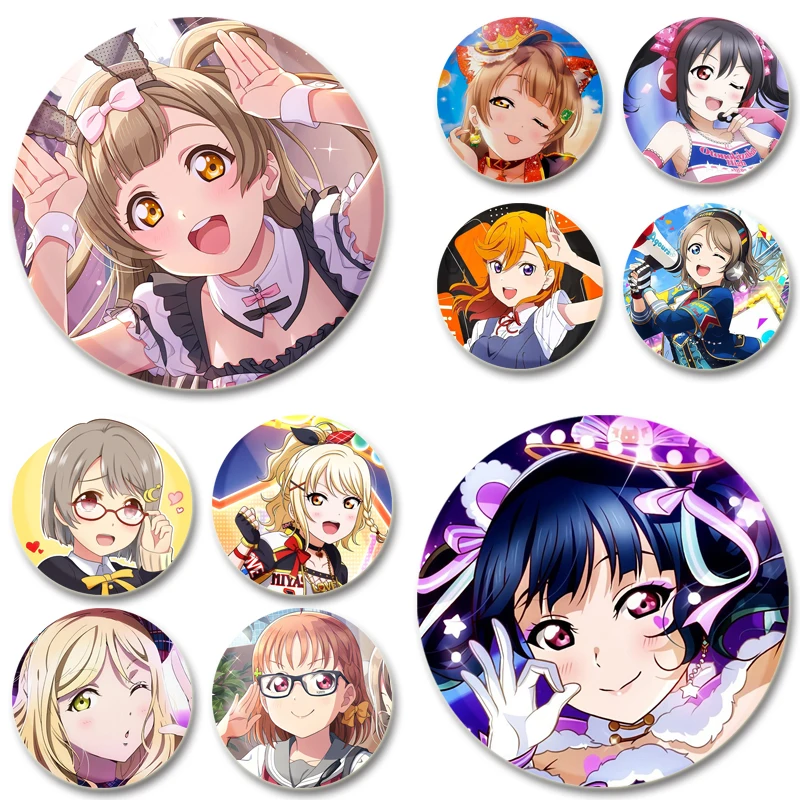 Love Live Animated Series Brooch Pins Rina Tennoji,Kanon Shibuya,Kasumi Nakasu Cosplay Anime Figure Cute Badge for Backpack Gift