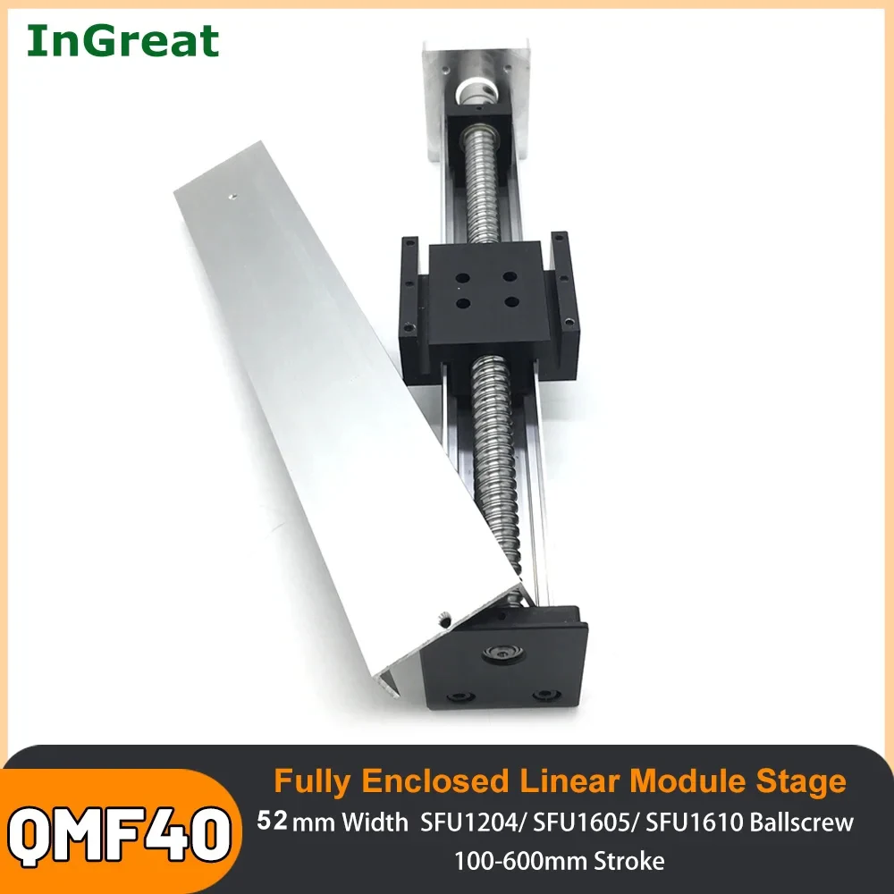 Cnc Totalmente Fechado Slide Tabela Guia Linear Stage Eixo Xyz Tradução Stage 52 mm Largura Módulo Sfu1204 Sfu1605 Sfu1610