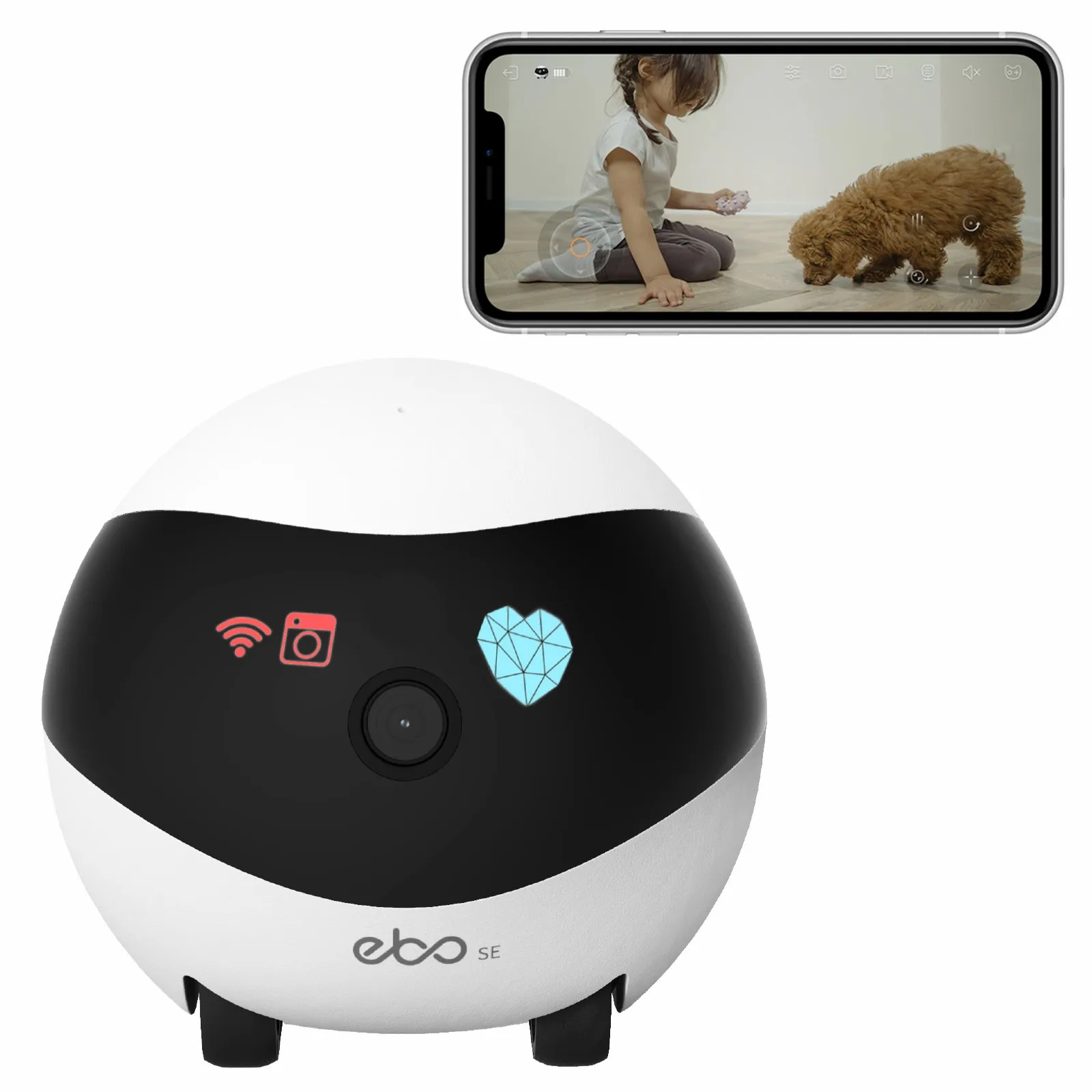 EBO SE Smart Home Robot Companion with Security Camera 1080P HD Audio Family Monitor for Surveillance And Audio Control