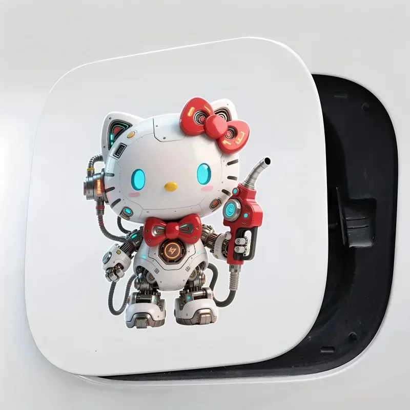 かわいいアニメロボットハローキティ DIY 車のステッカー漫画かわいい車のオイルキャップ自己粘着防水オートバイデカールステッカー