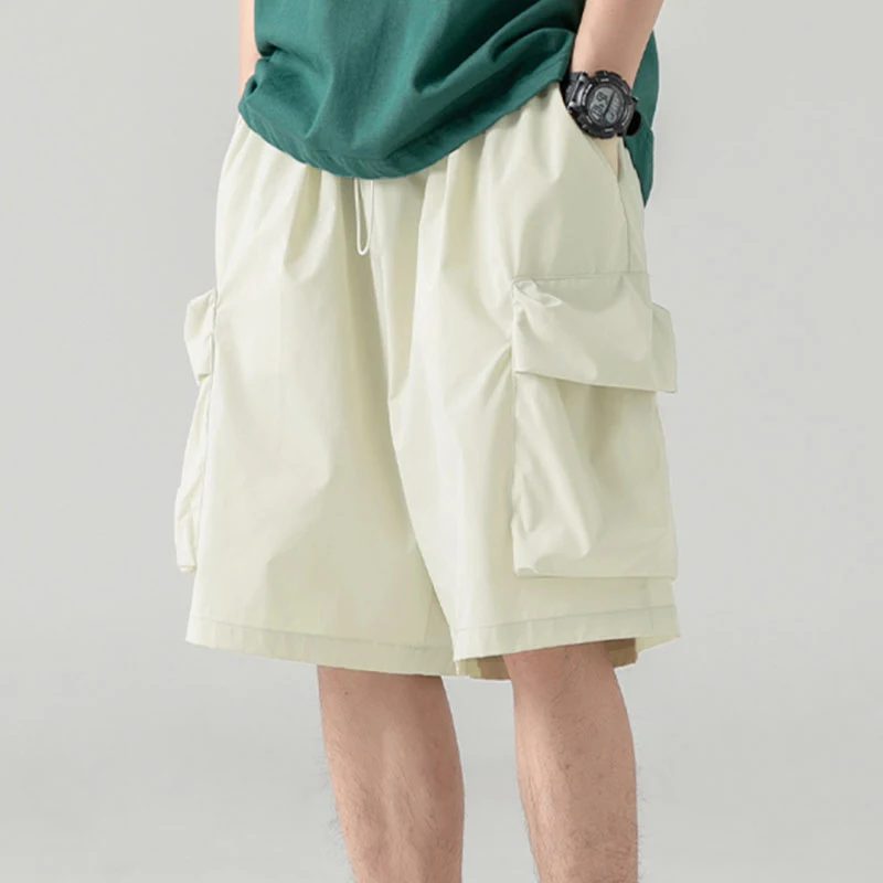 INCERUN 男性ショーツ無地巾着ジョガーカジュアル男性ボトムスストリート 2025 ルーズポケットファッション男性ショーツ S-5XL