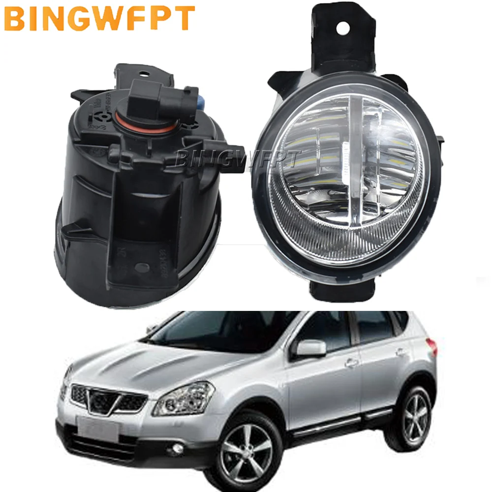 2PCS Car Fog Light Assembly LED Fog Daytime Running Lamp DRL 12V For Nissan Qashqai Qashqai+2 J10 2007-2013