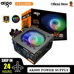 Aigo PC PC power unit for BTC, Black Gaming, Quiet, 120mm, RGB Fan, 24Pin, 12V, Atx Desktop Computer, AK, 600W 11 Main Sales Source 600W - №12