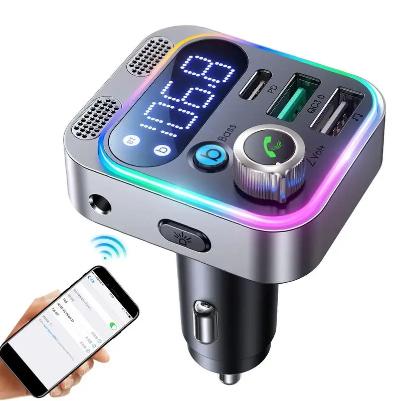 

Blue Tooth Car Adapter Smart Fast USB Charger Automobile Radio Radio FM Transmitter Wireless Vehicle Adapter Blue-tooth Adapter