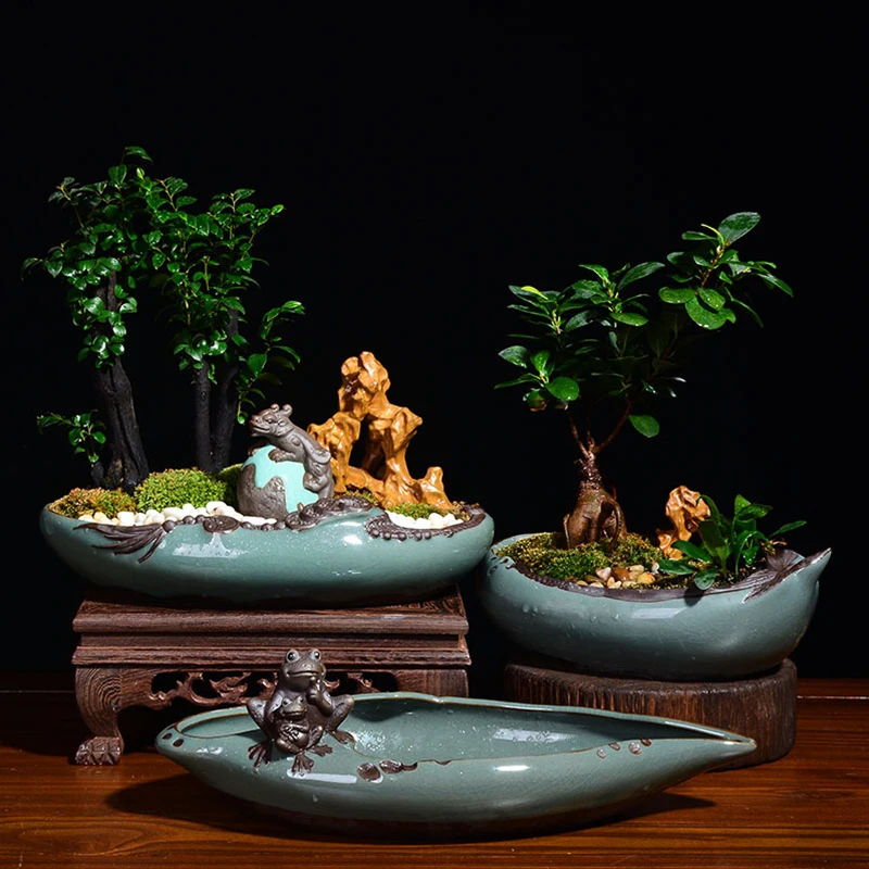 Chinese Style Art Large Flowerpot Ceramic Bonsai Orchid Pot De Fleur Plant Potted Succulent Pots for Plants Balcony Decorations