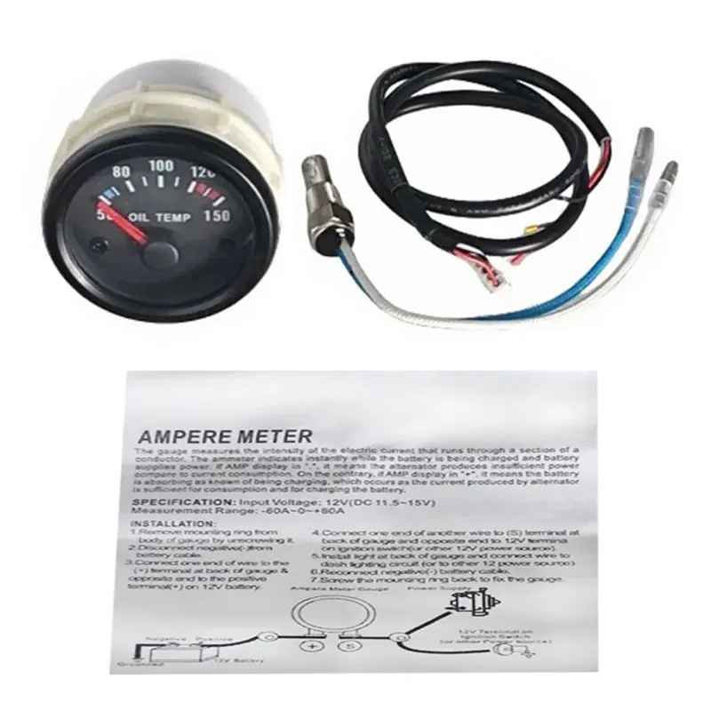 

Universal Car 2" 52Mm White LED Light Indicator Display Oil Temp Temperature Gauge Meter Celsius Pointer Electrical-A67F