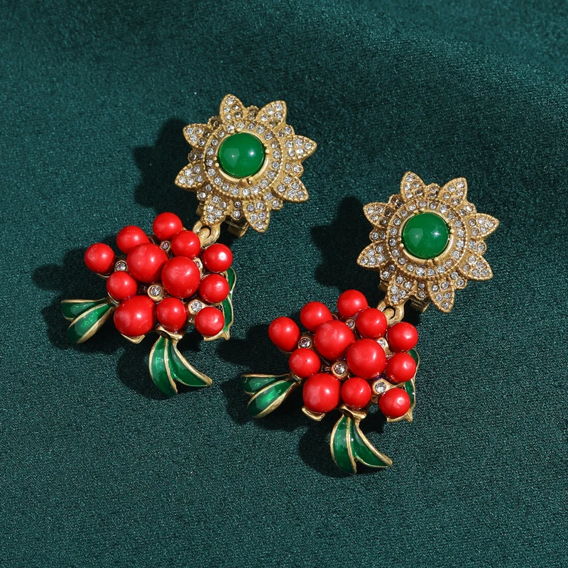 

Vintage Agate Drop Earring Red And Green Agate Jewelry Pendant Large Pomegranate Flower Designer For Girls 2026 Graduation Gifts