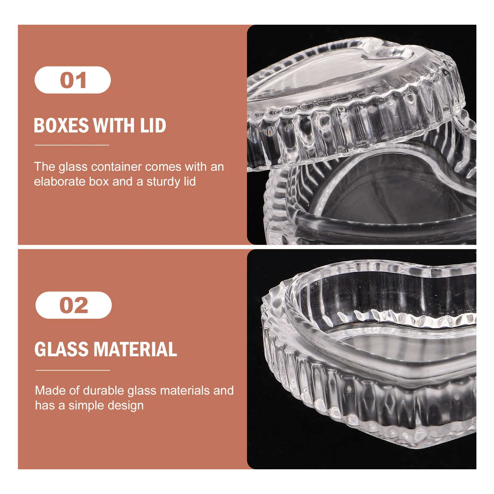 صندوق مجوهرات زجاجي على شكل قلب، مثالي لتخزين عرض الحلي المفضلة، صندوق قلب بتصميم موفر للمساحة #1