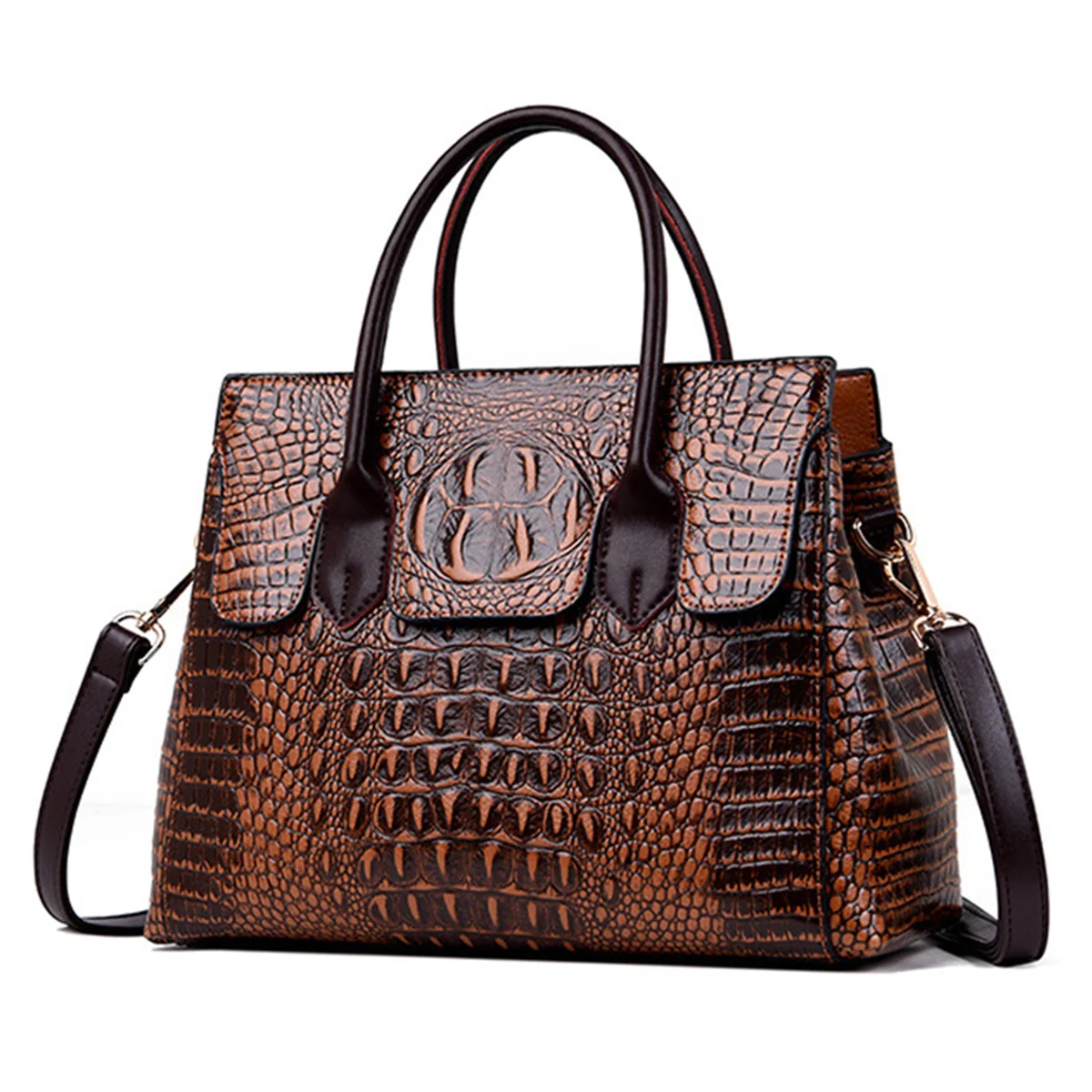 Women Crocodile Leather Handbags Designer Female Vintage Retro Tote