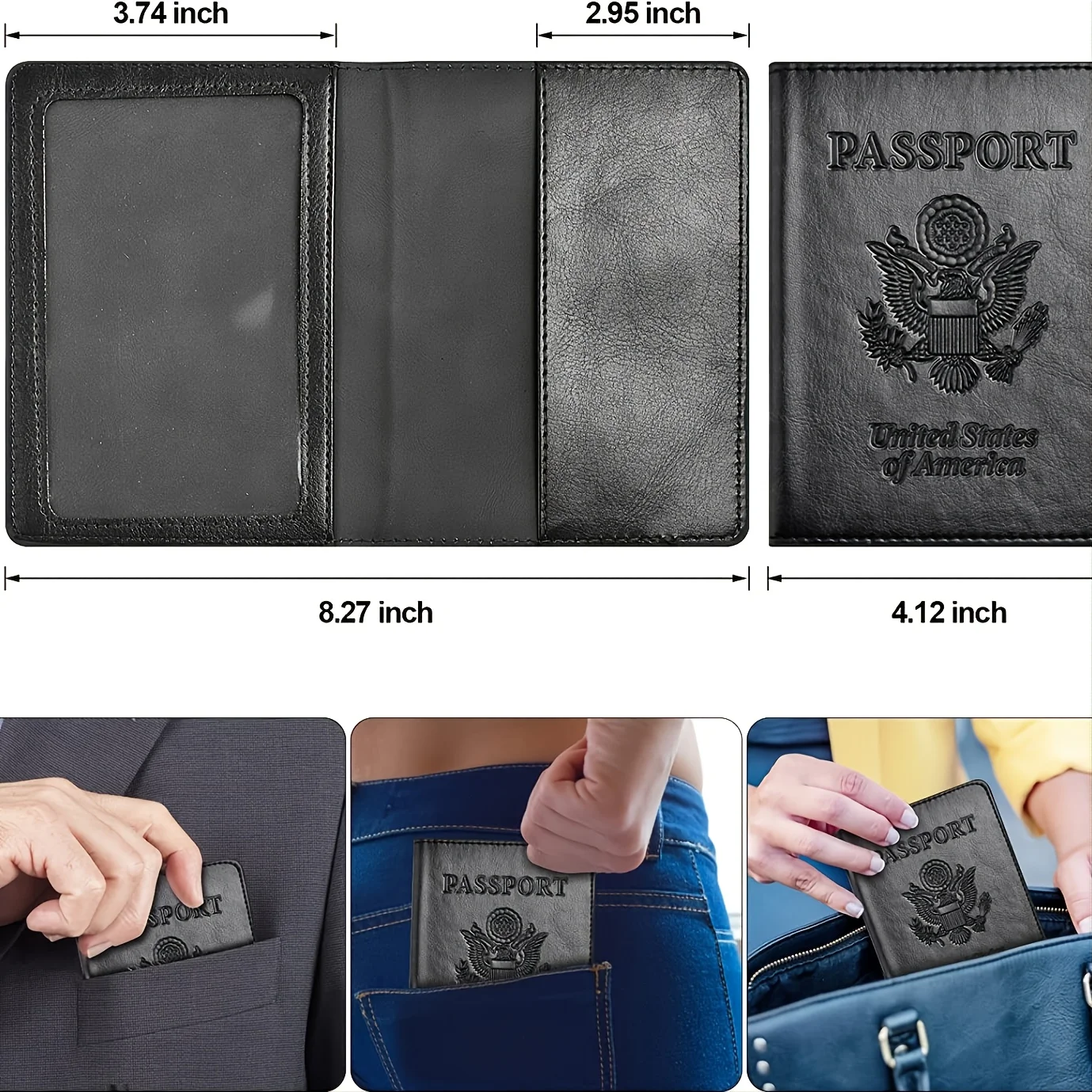 1pc Passport Holder Travel Bag Slim Travel Accessories Passport Wallet PU Leather Passport Case With Waterproof Card Slot