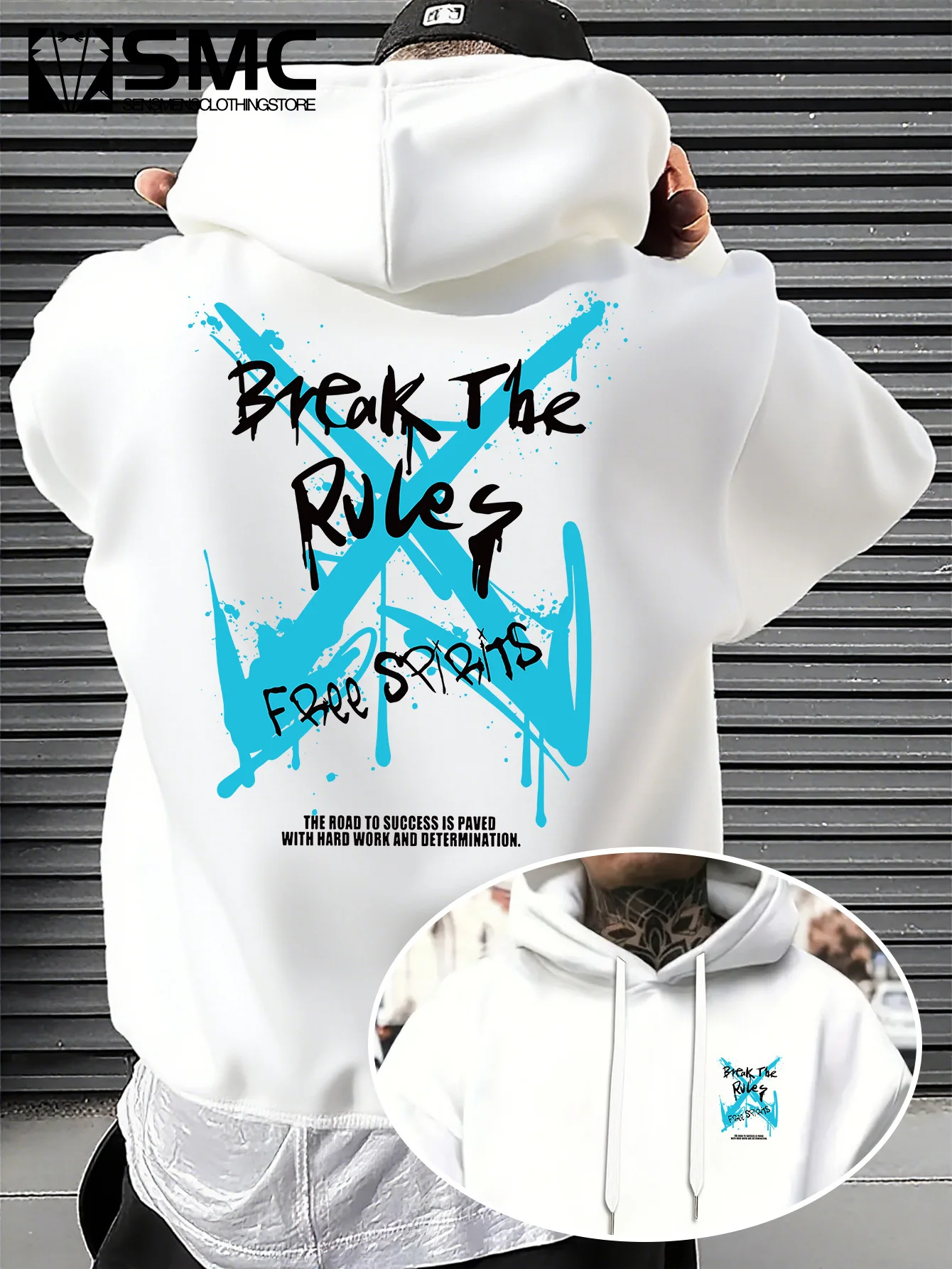 Doodle-style letter design pattern, Y2k hip-hop Harajuku style hooded sweatshirt, street casual and relaxed trendy all-purpose