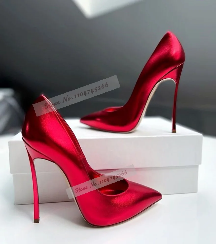 Chaussures habillées à talons à lame métallique rouge mat, escarpins de Banquet peu profonds à bout pointu, chaussures élégantes vert Olive