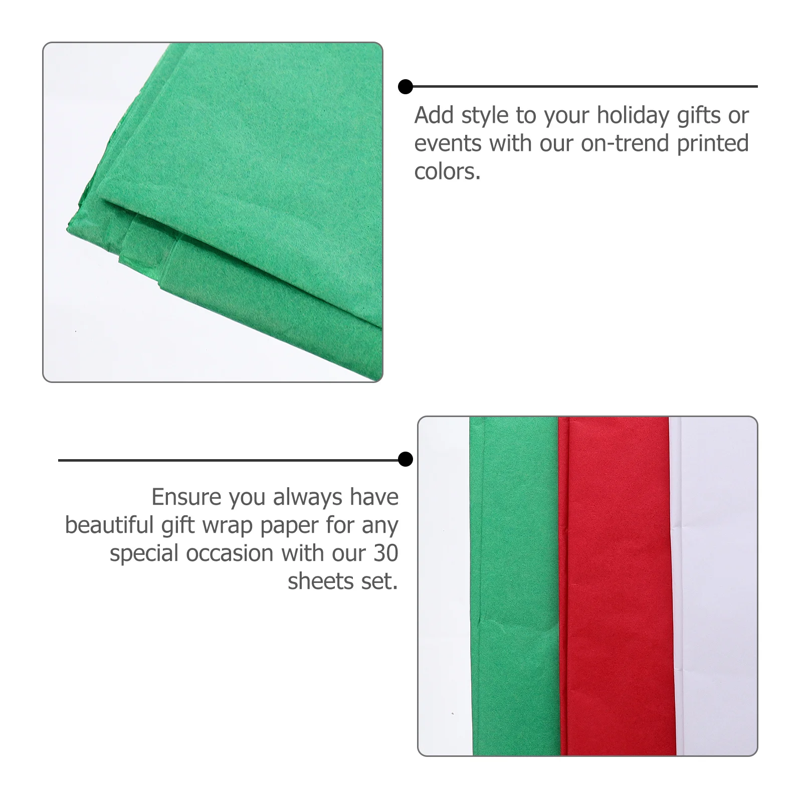 30 قطعة من ورق تغليف الورق اللامع لعيد الميلاد من NOLITOY لتزيين تغليف الهدايا
