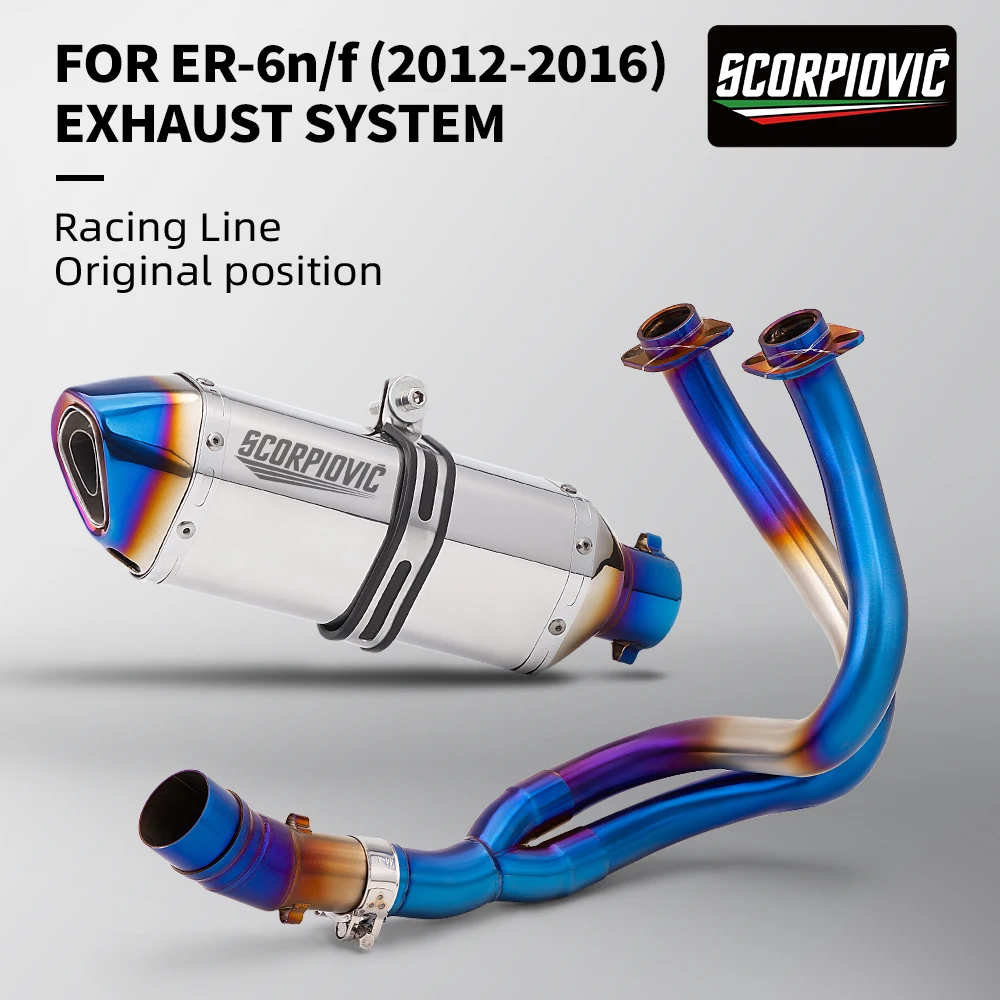 

Motorcycle Exhaust Modified Exhaust Escape Front Mid Link Pipe 51mm For ER6N ER6F Z650 NINJA650 Versys 650