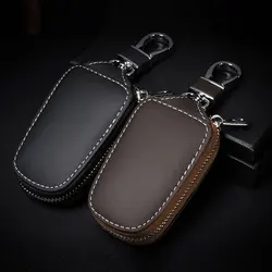 Car smart key case cover wallet leather key chain Pendant ring for Ssangyong Actyon Rexton Korando Rodius Kyron Musso XLV Stavic