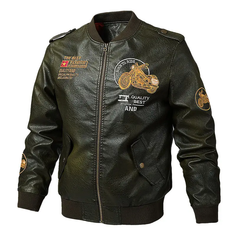 Blouson de moto en similicuir PU homme, vêtement d'extérieur noir avec fermeture éclair, surdimensionné 5XL A33, printemps automne 2022