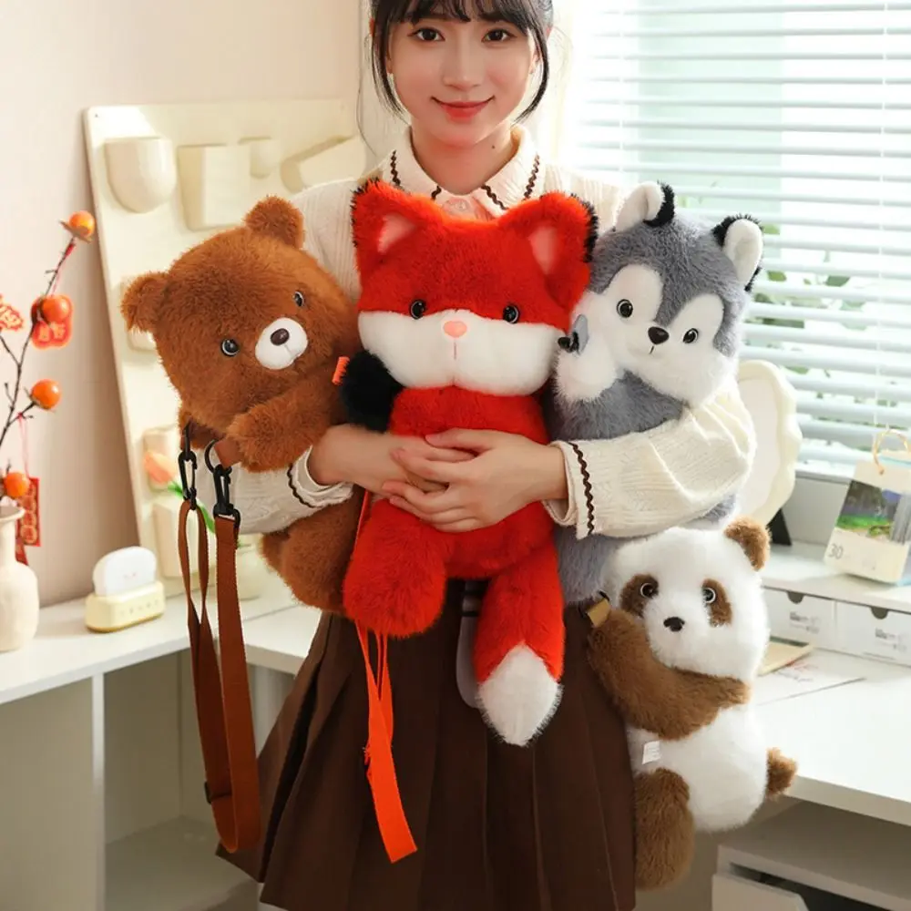 

Casual Puppy Panda Crossbody Bag Animal Kawaii Plush Bear Shoulder Bag Cartoon Creative Husky Dog Bag Outdoor