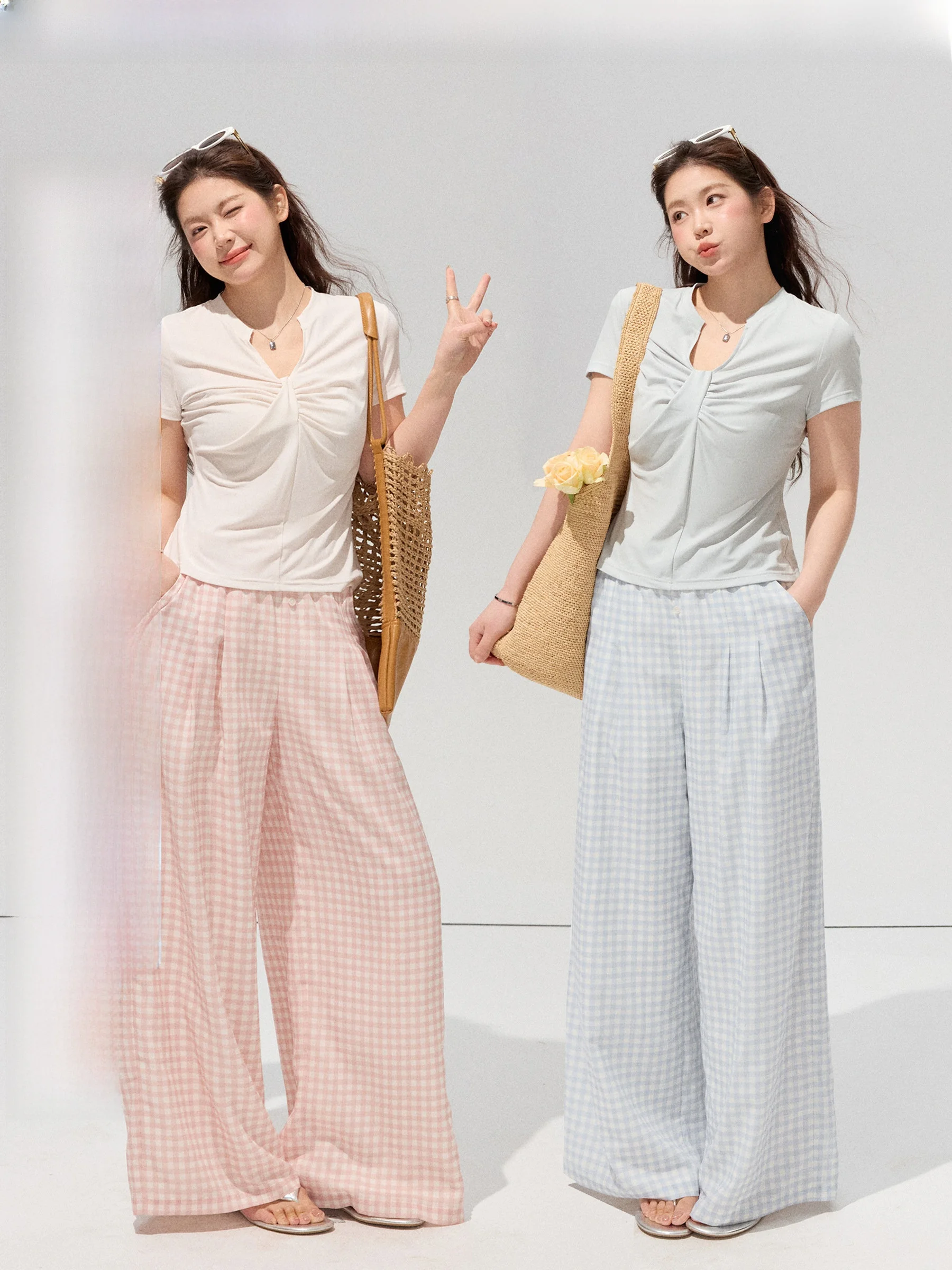 

Summer Leisure Floral Lace Waist Straight Leg Pants plus Size Long Trousers Big Size Casual Pants by Jululook Studio
